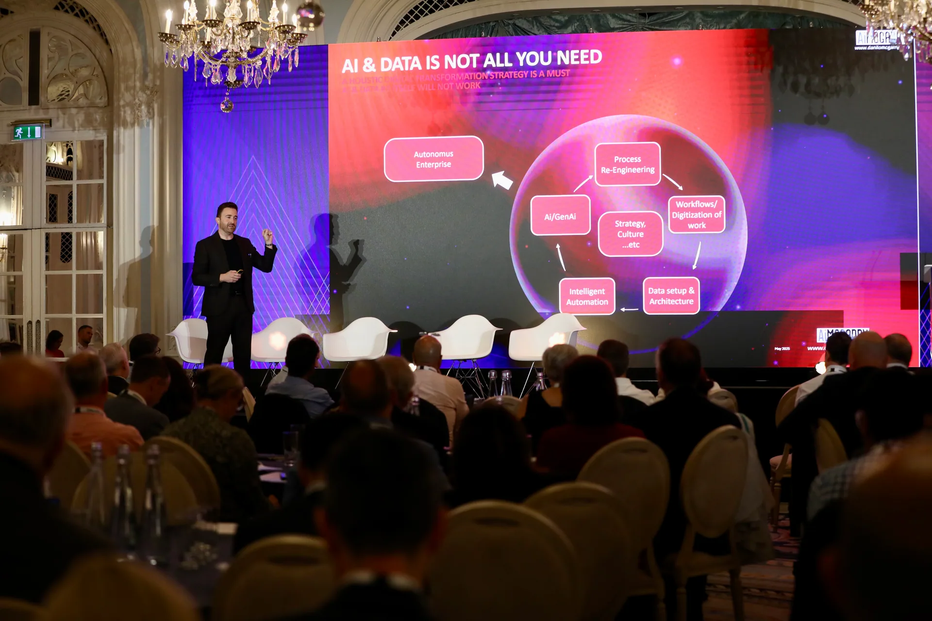 Danilo McGarry speaking on stage