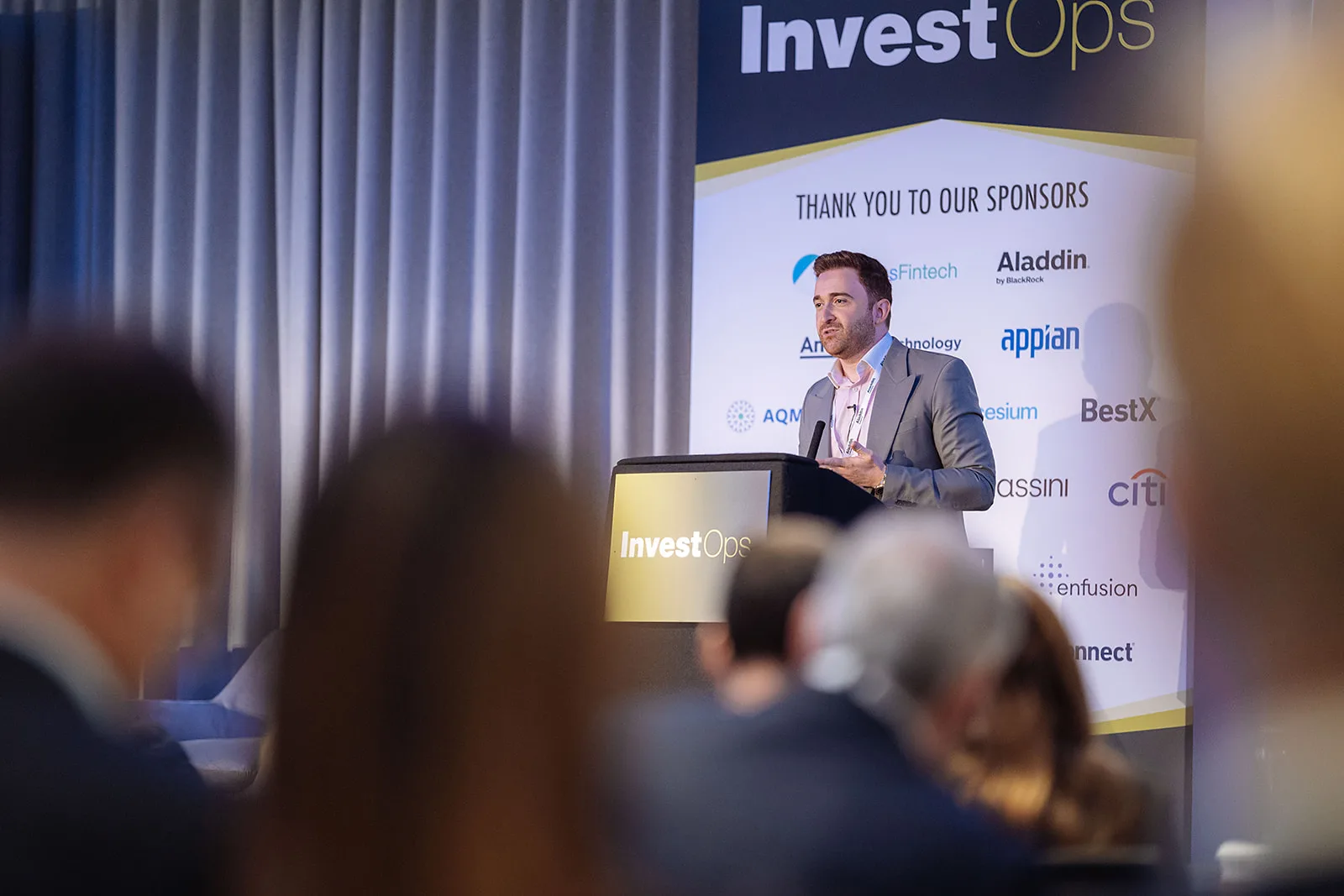 Danilo McGarry speaking on stage